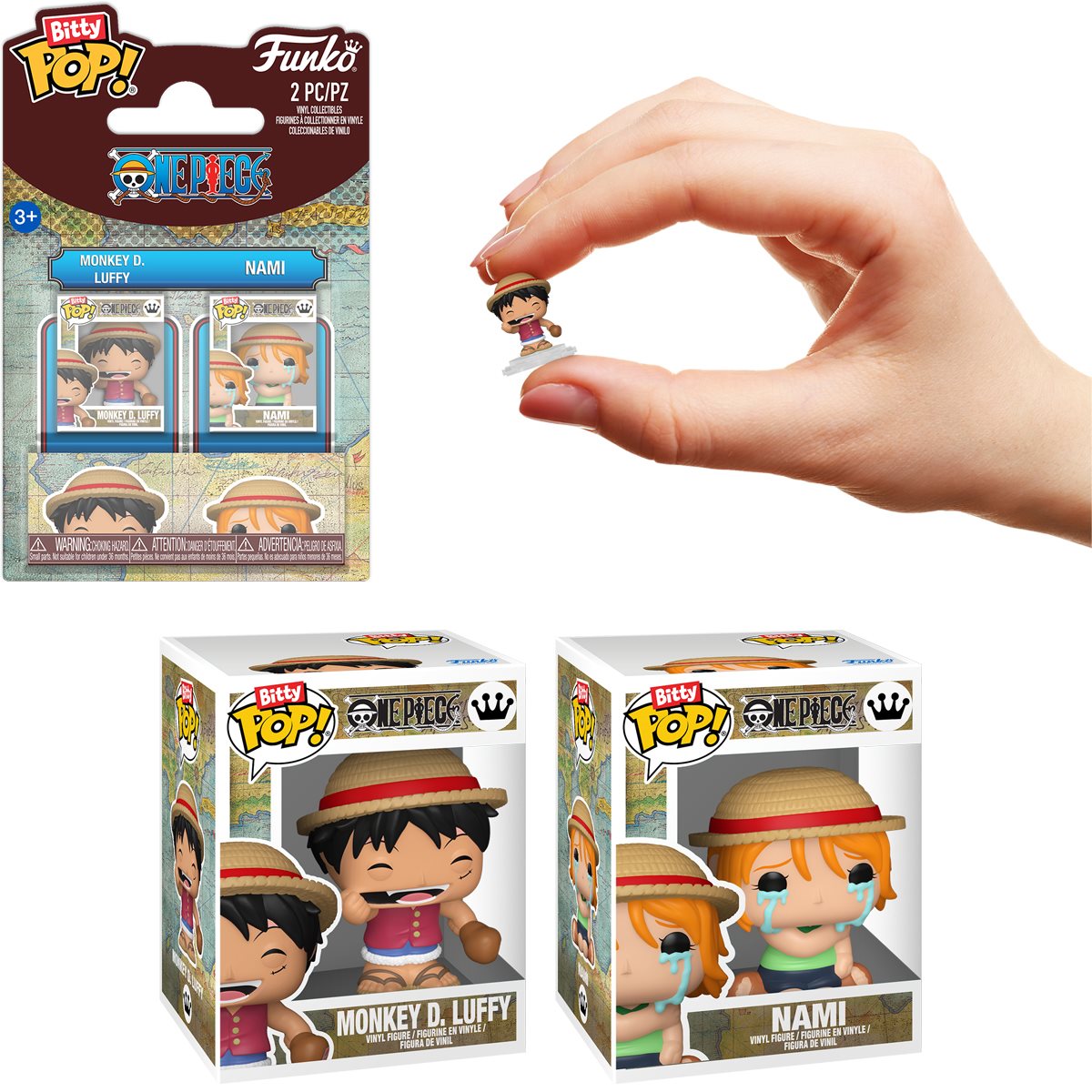One Piece Monkey D. Luffy and Nami Funko Bitty Pop! Mini-Figure 2-Pack