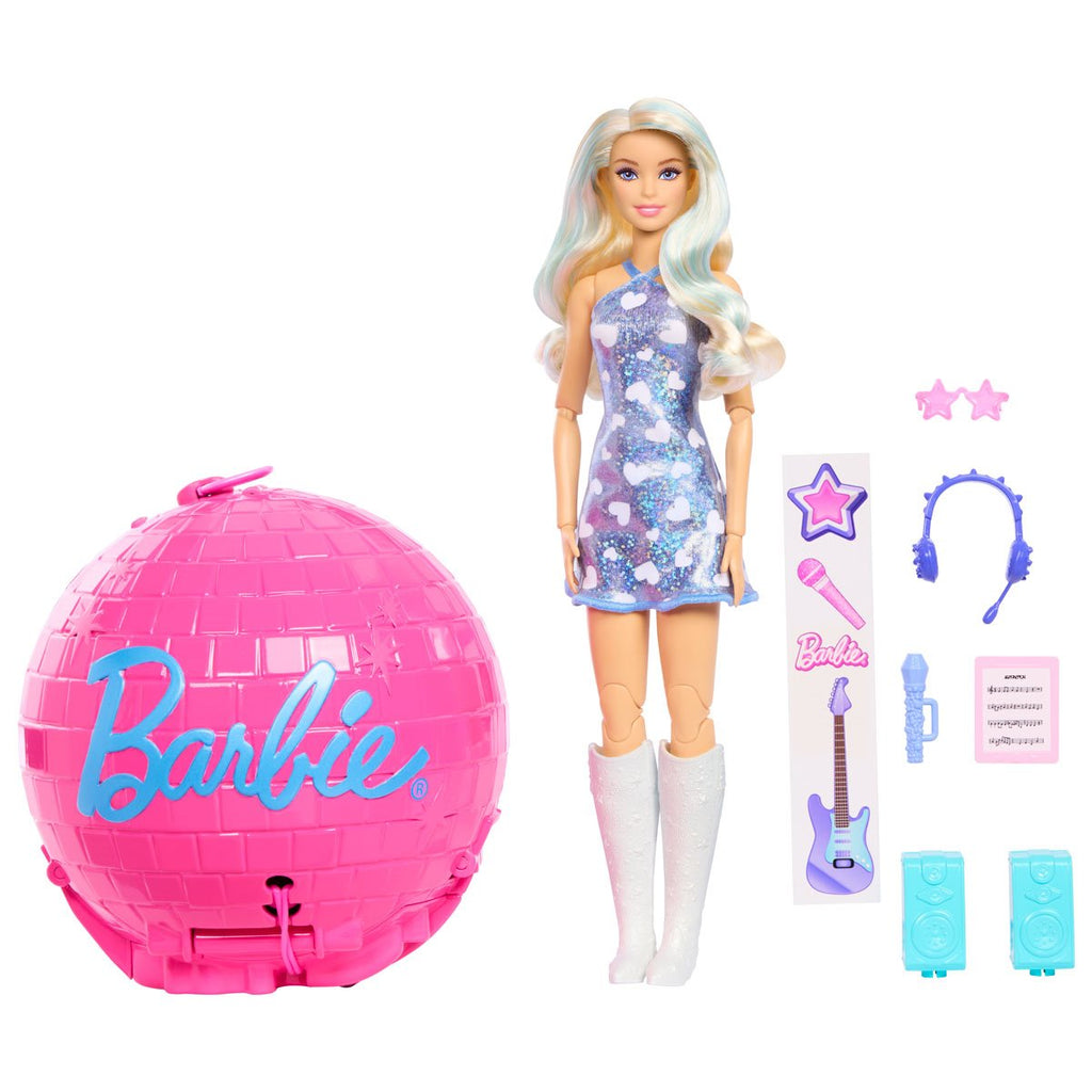 Barbie Team Barbie Roll & Reveal Pop Star Doll and Accessories