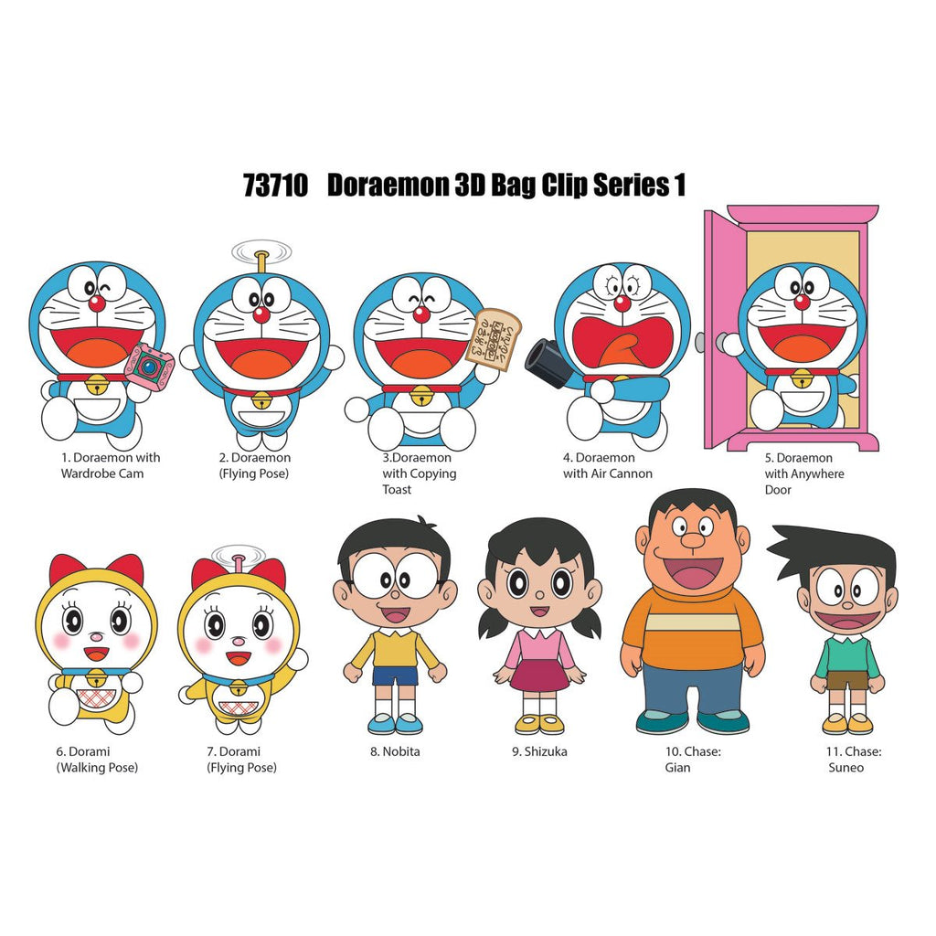 Doraemon 3D Foam Bag Clip Random 6-Pack