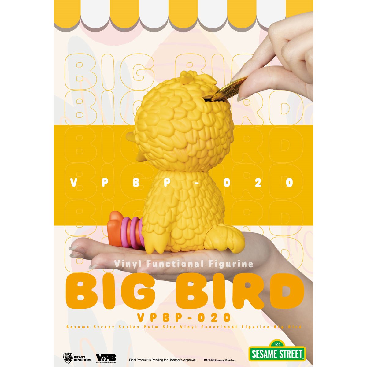 Sesame Street Series Big Bird VPBP-020 Palm Size Vinyl Functional Piggy Bank