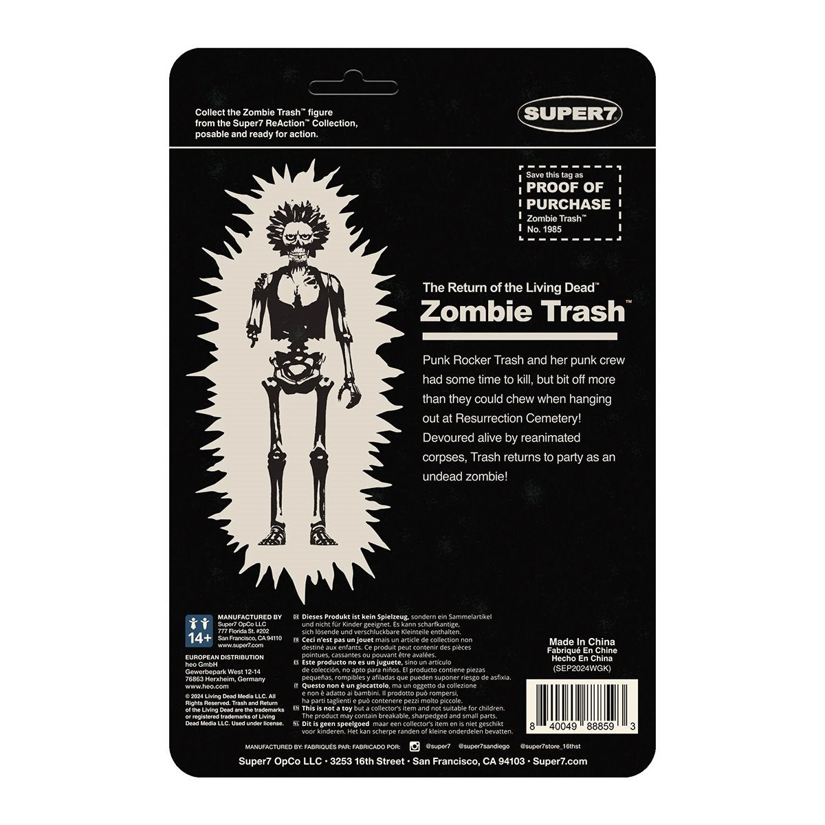 Return of the Living Dead Zombie Trash (Monster Glow in the Dark) 3 3/4-Inch ReAction Figure