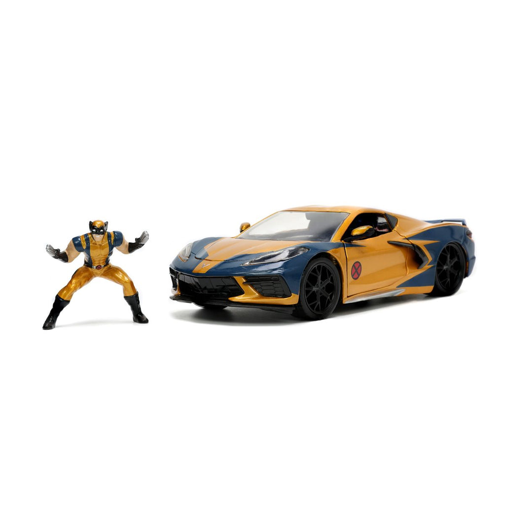 X-Men 2020 Chevrolet Corvette Stingray 1:24 Scale Die-Cast Metal Vehicle with Wolverine Figure