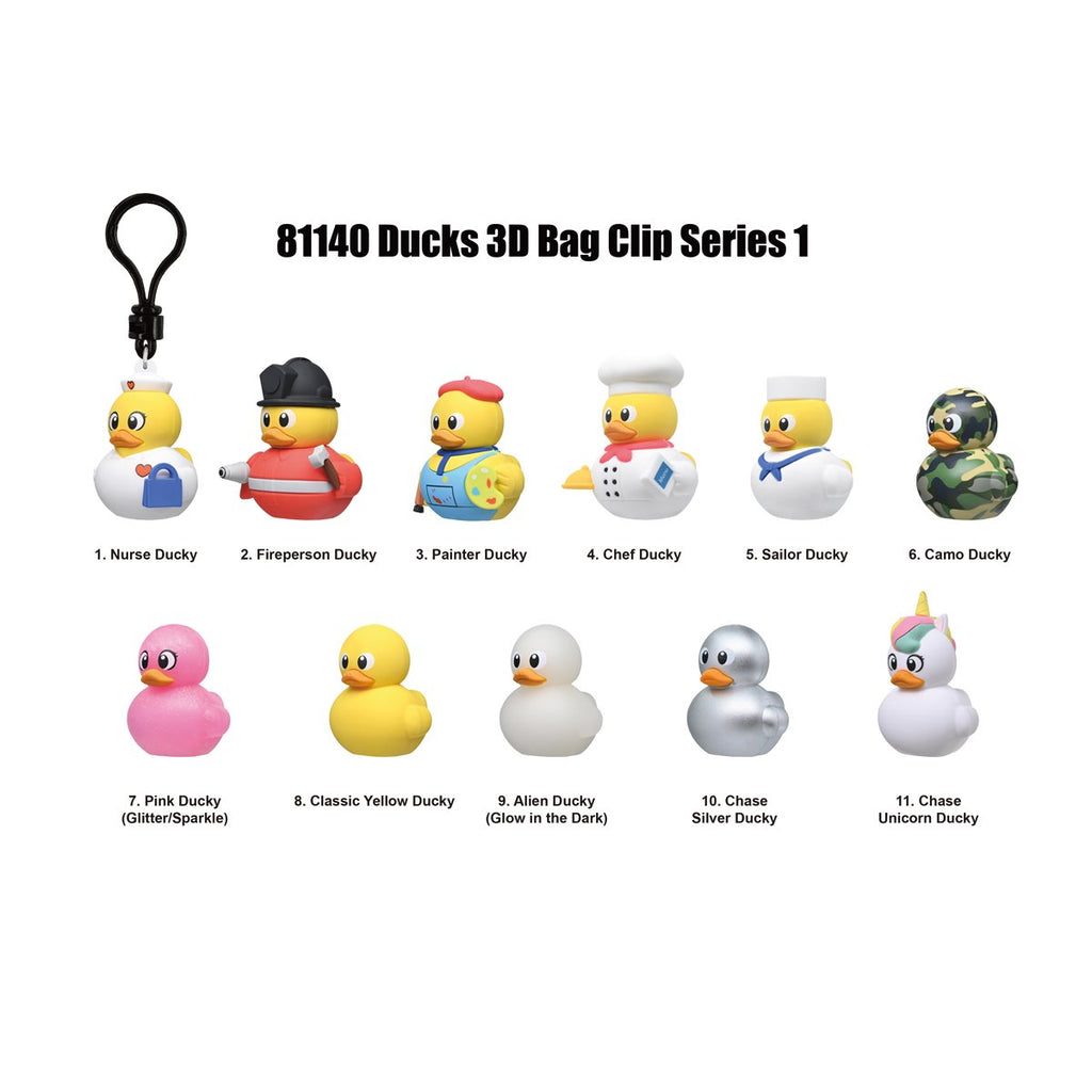 Yellow Ducks 3D Foam Bag Clip Display Case of 24