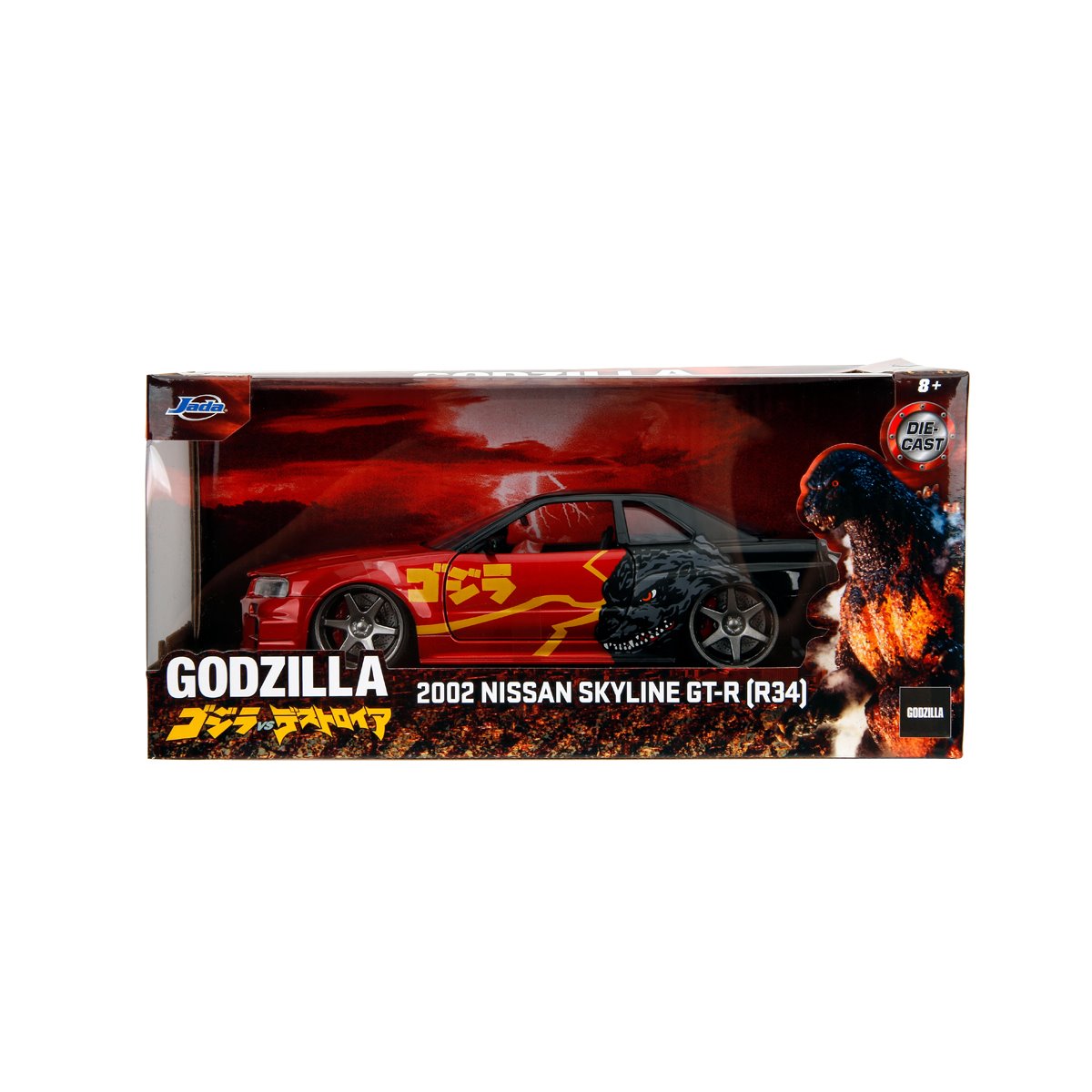 Hollywood Rides Godzilla 2002 Nissan Skyline GT-R R34 1:24 Scale Die-Cast Metal Vehicle