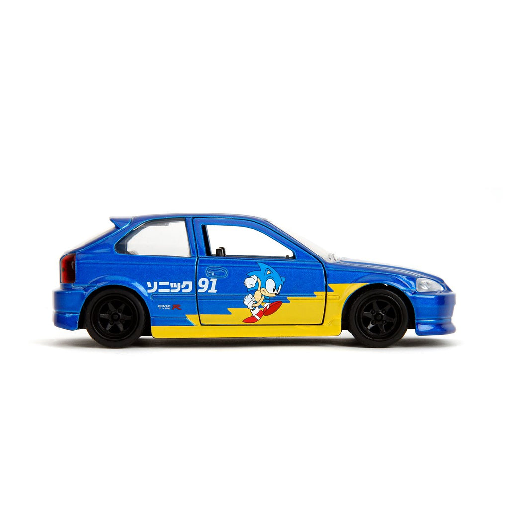 Hollywood Rides Sonic the Hedgehog Classic 1997 Honda Civic Type R 1:32 Scale Die-Cast Metal Vehicle