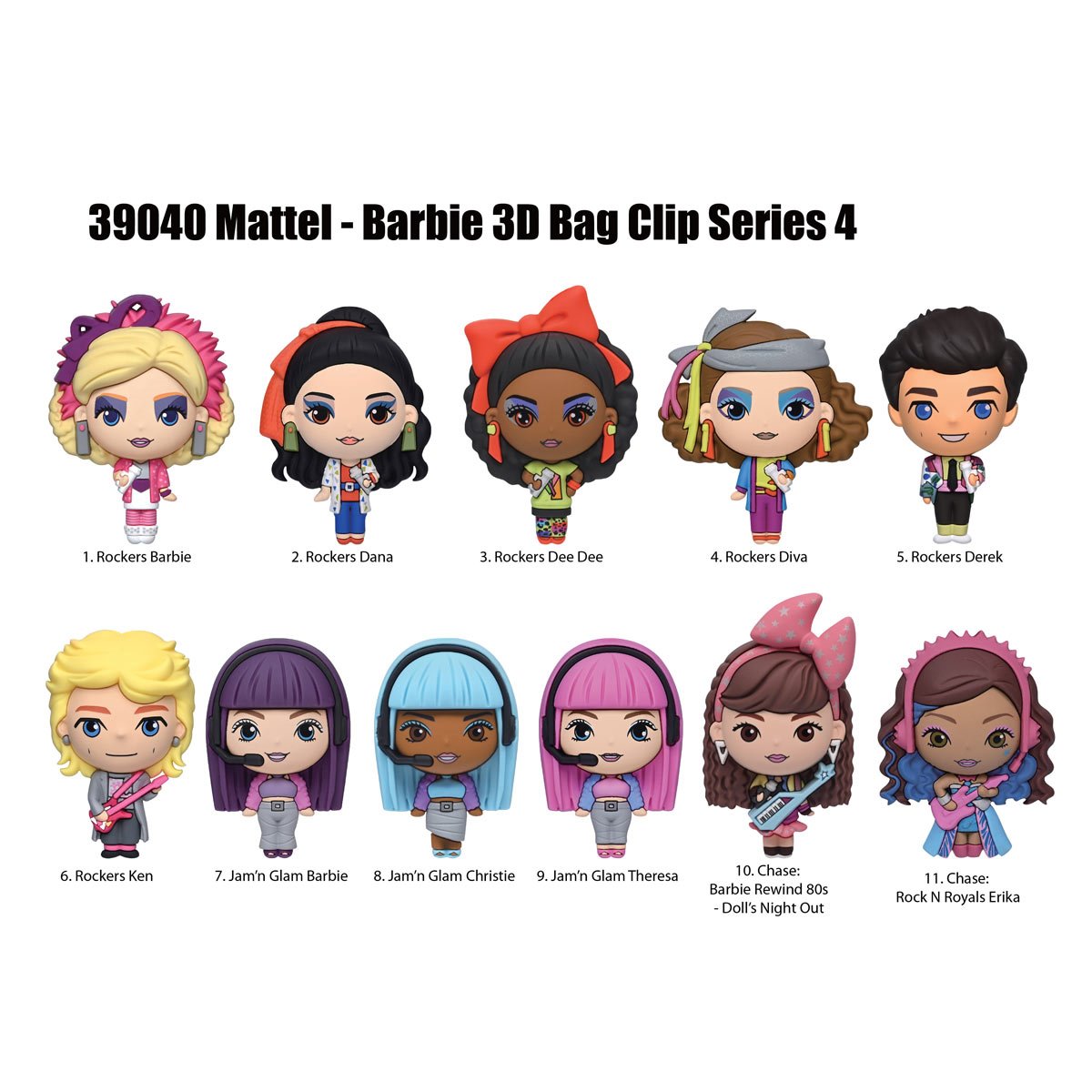 Barbie Series 4 3D Foam Bag Clip Display Case of 24