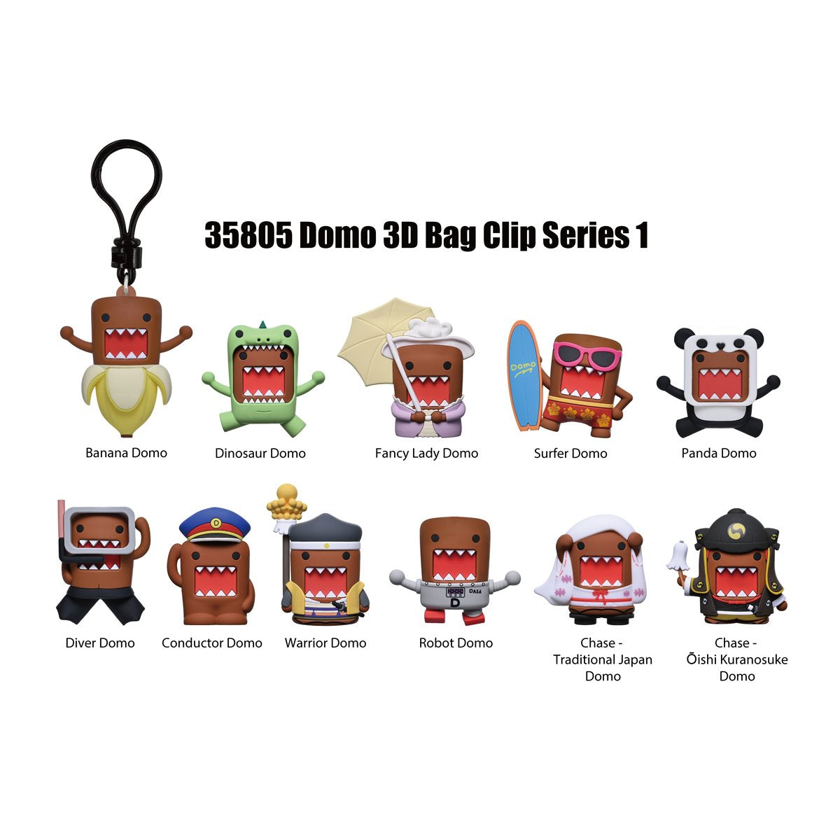 Domo-Kun 3D Foam Bag Clip Random 6-Pack