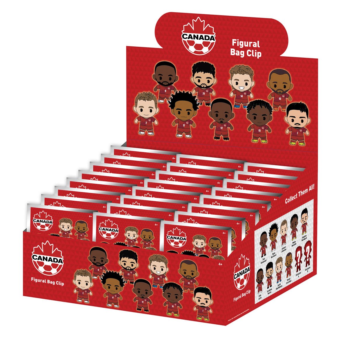 Canada Soccer Men's National Team 3D Foam Bag Clip Display Case of 24