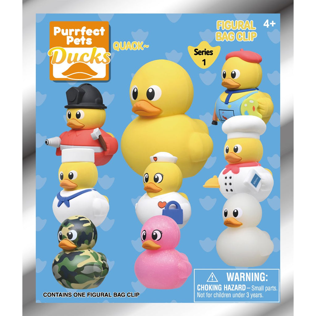Yellow Ducks 3D Foam Bag Clip Random 6-Pack