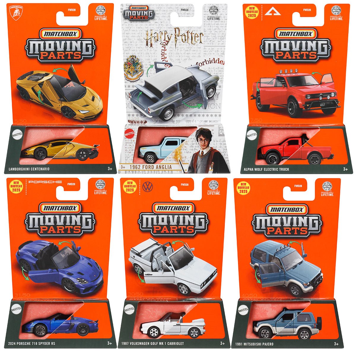 Matchbox Moving Parts 2025 Mix 5 Vehicles Case of 8