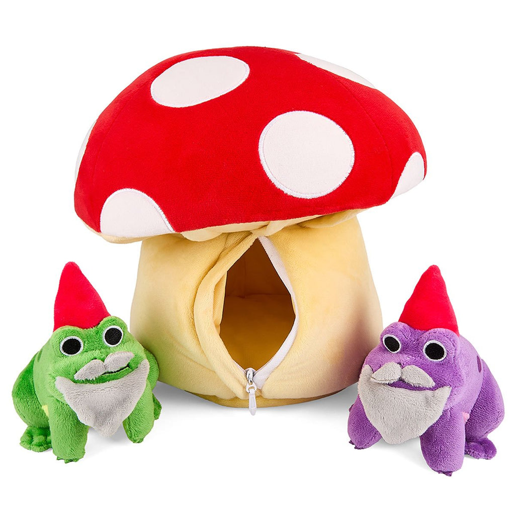 Mushroom with Frog Gnomes 13-Inch Interactive Phunny Plush