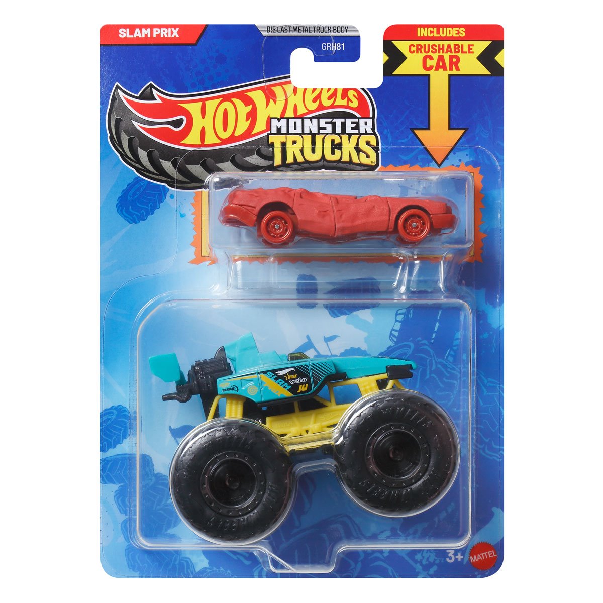 Hot Wheels Monster Truck Plus Car 1:64 Scale Vehicle 2-Pack 2026 Mix 1 Case of 8