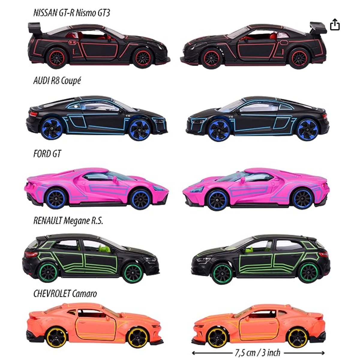 Majorette Light Racer 1:64 Scale Die-Cast Metal Vehicle 5-Pack