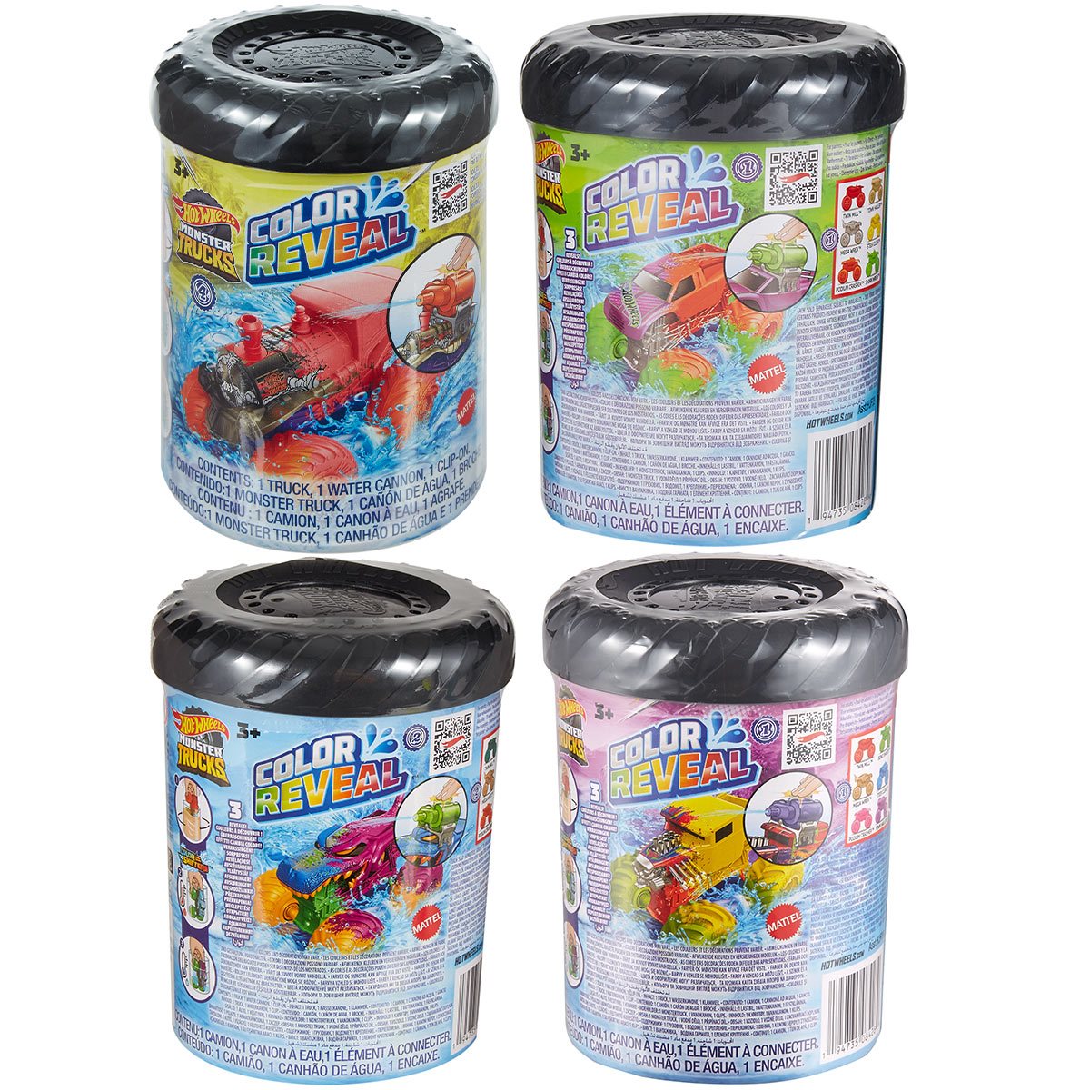 Hot Wheels Monster Trucks Color Reveal 2023 Mix 4 Vehicle Case of 8