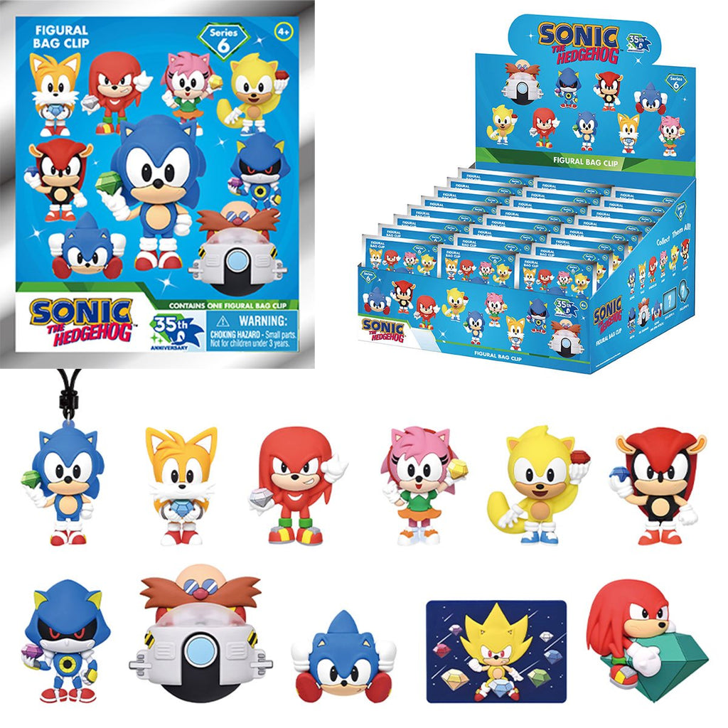 Sonic the Hedgehog 35th Anniversary Series 6 3D Foam Bag Clip Display Case of 24