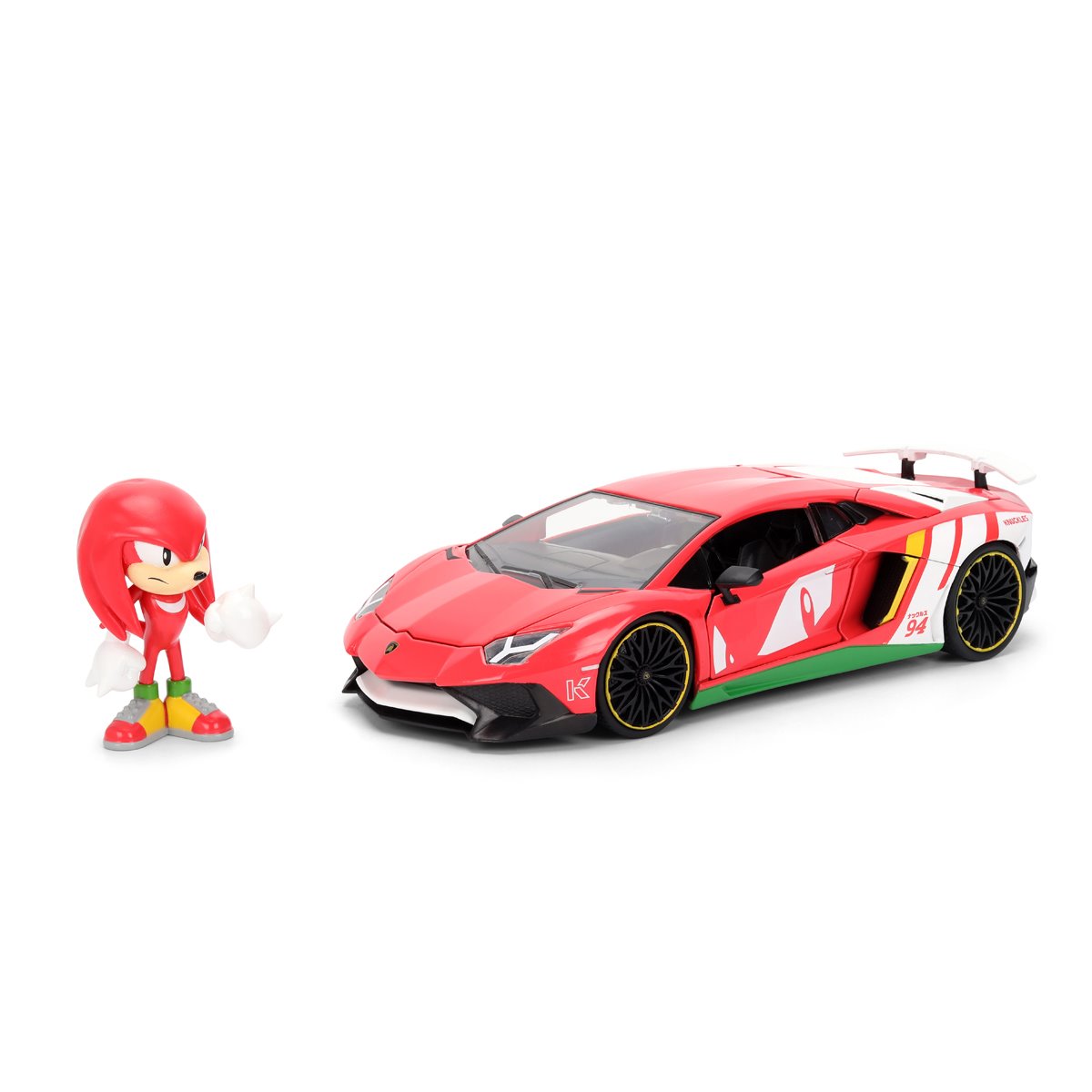 Hollywood Rides Sonic the Hedgehog Classic Lamborghini Aventador SV 1:24 Scale Die-Cast Metal Vehicle & Knuckles Figure