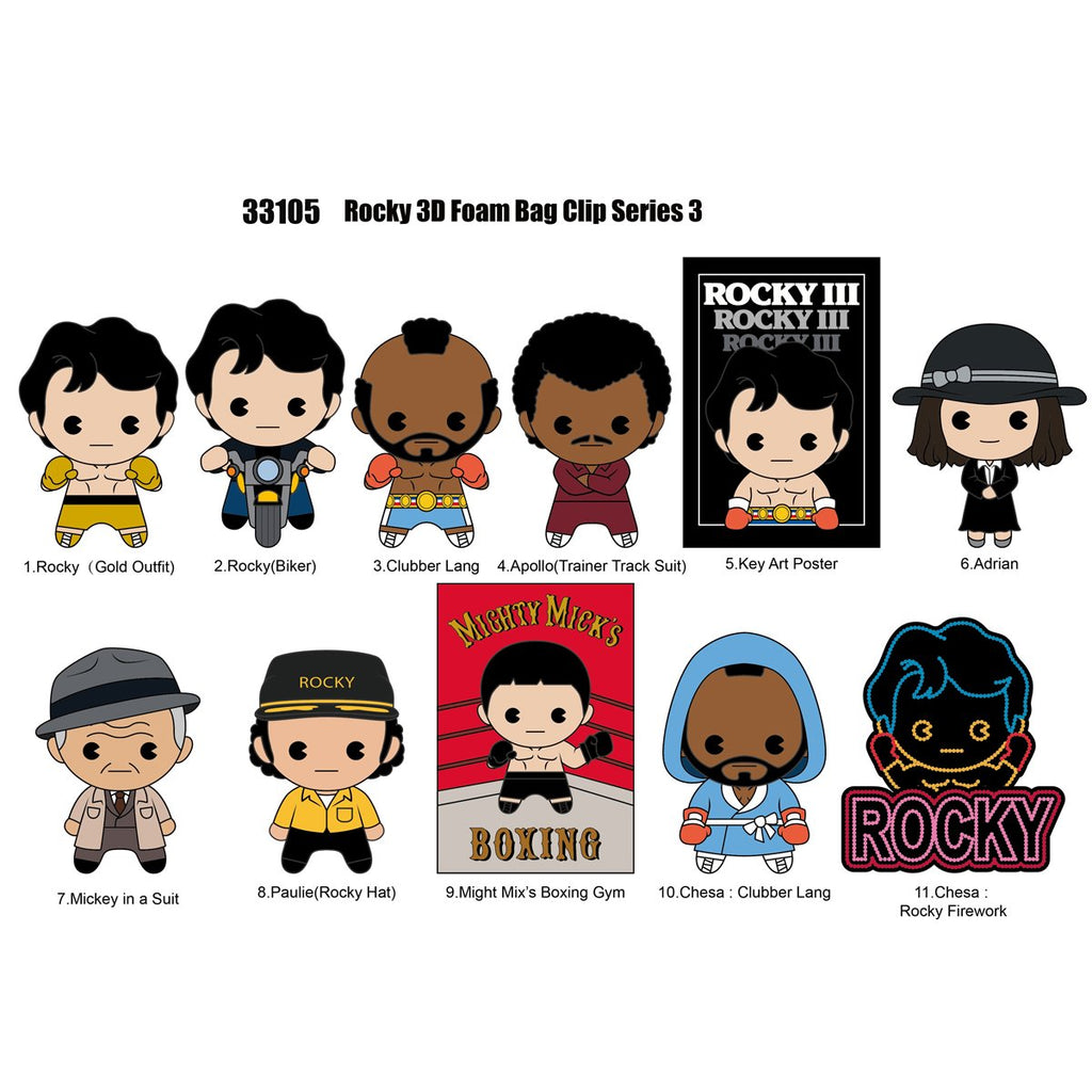 Rocky III Series 3 3D Foam Bag Clip Random 6-Pack