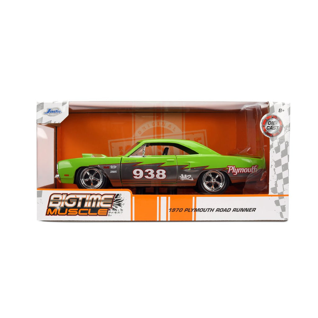 Bigtime Muscle 1970 Plymouth Road Runner Glossy Green 1:24 Scale Die-Cast Metal Vehicle