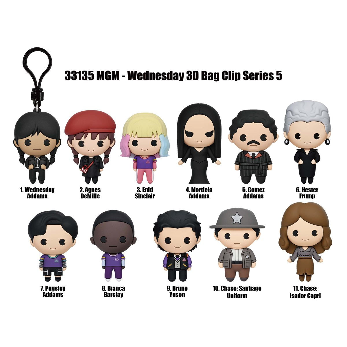 Wednesday Series 5 3D Foam Bag Clip Random 6-Pack