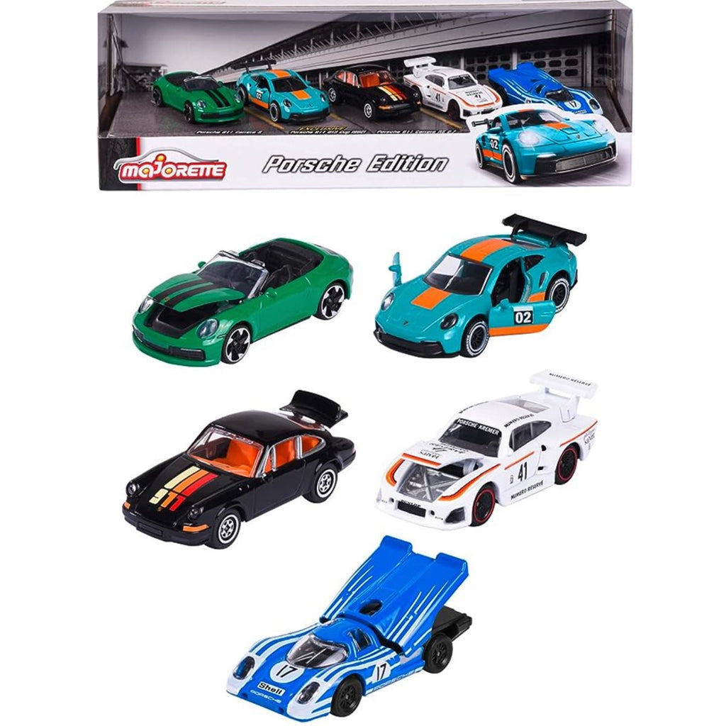 Majorette Porsche Edition 1:64 Scale Die-Cast Metal Vehicle 5-Pack