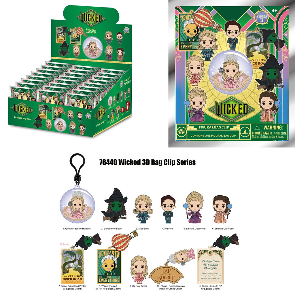 Wicked Series 3 3D Foam Bag Clip Display Case of 24