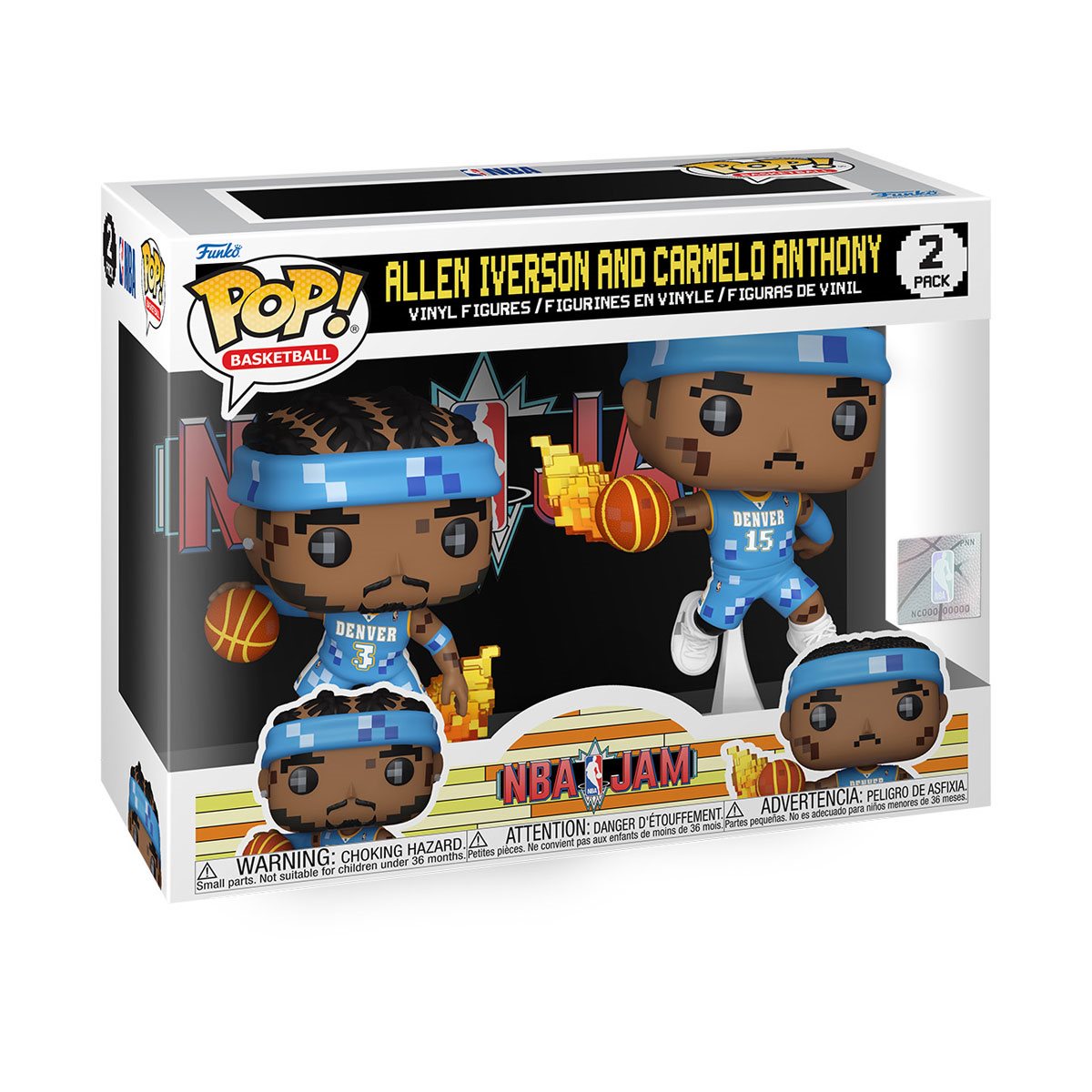 NBA JAM Denver Nuggets Allen Iverson and Carmelo Anthony 8-Bit Funko Pop! Vinyl Figure 2-Pack