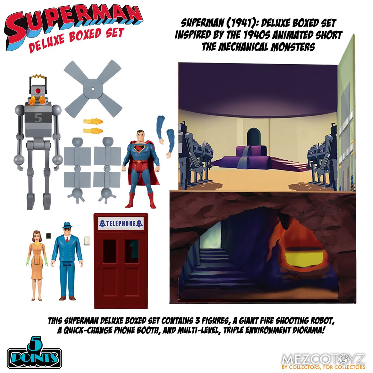 Superman (1941): The Mechanical Monsters 5 Points Deluxe Boxed Set