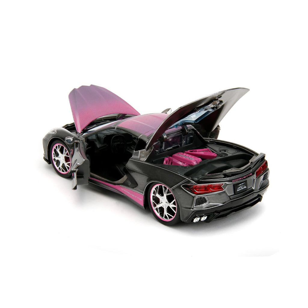 Pink Slips 2020 Corvette Stingray with Base 1:24 Scale Die-Cast Metal Vehicle
