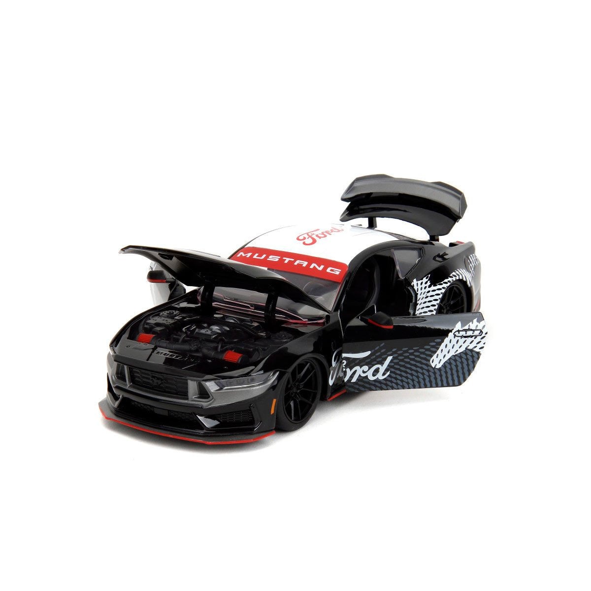 Bigtime Muscle 2024 Ford Mustang Dark Horse Glossy Black 1:24 Scale Die-Cast Metal Vehicle