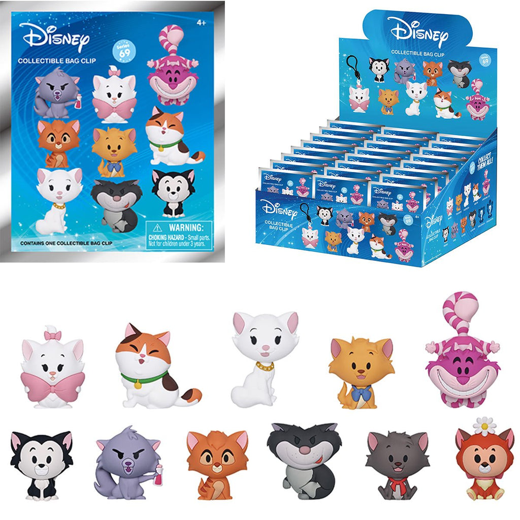 Disney Cats Series 69 3D Foam Bag Clip Random 6-Pack