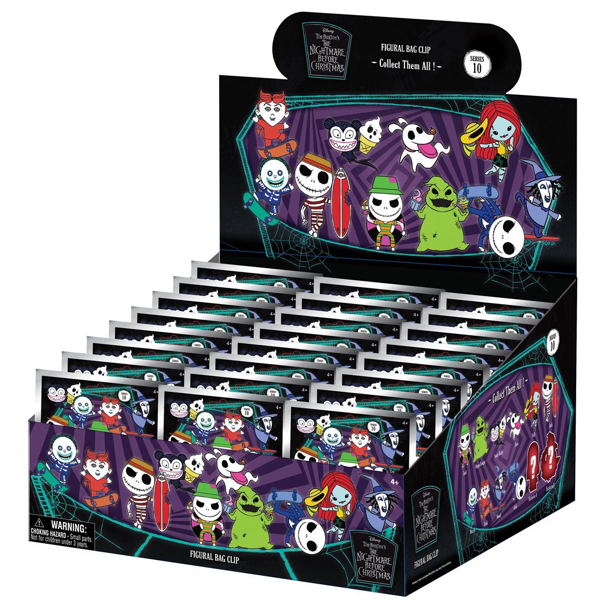 The Nightmare Before Christmas Series 10 3D Foam Bag Clip Display Case of 24