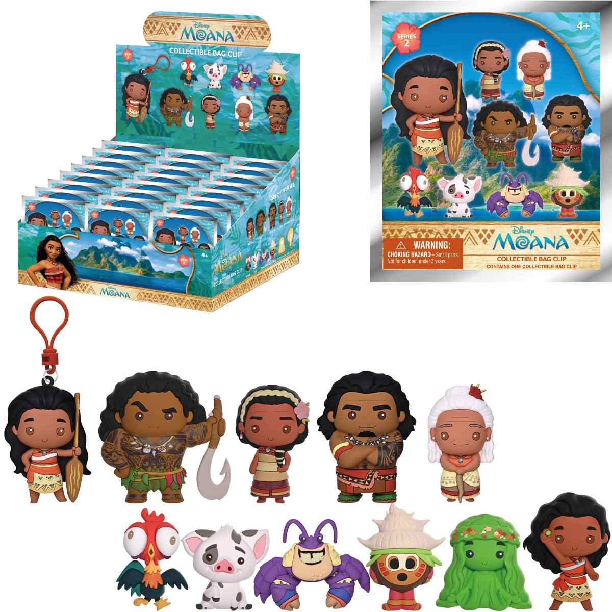 Moana Series 2 3D Foam Bag Clip Random 6-Pack