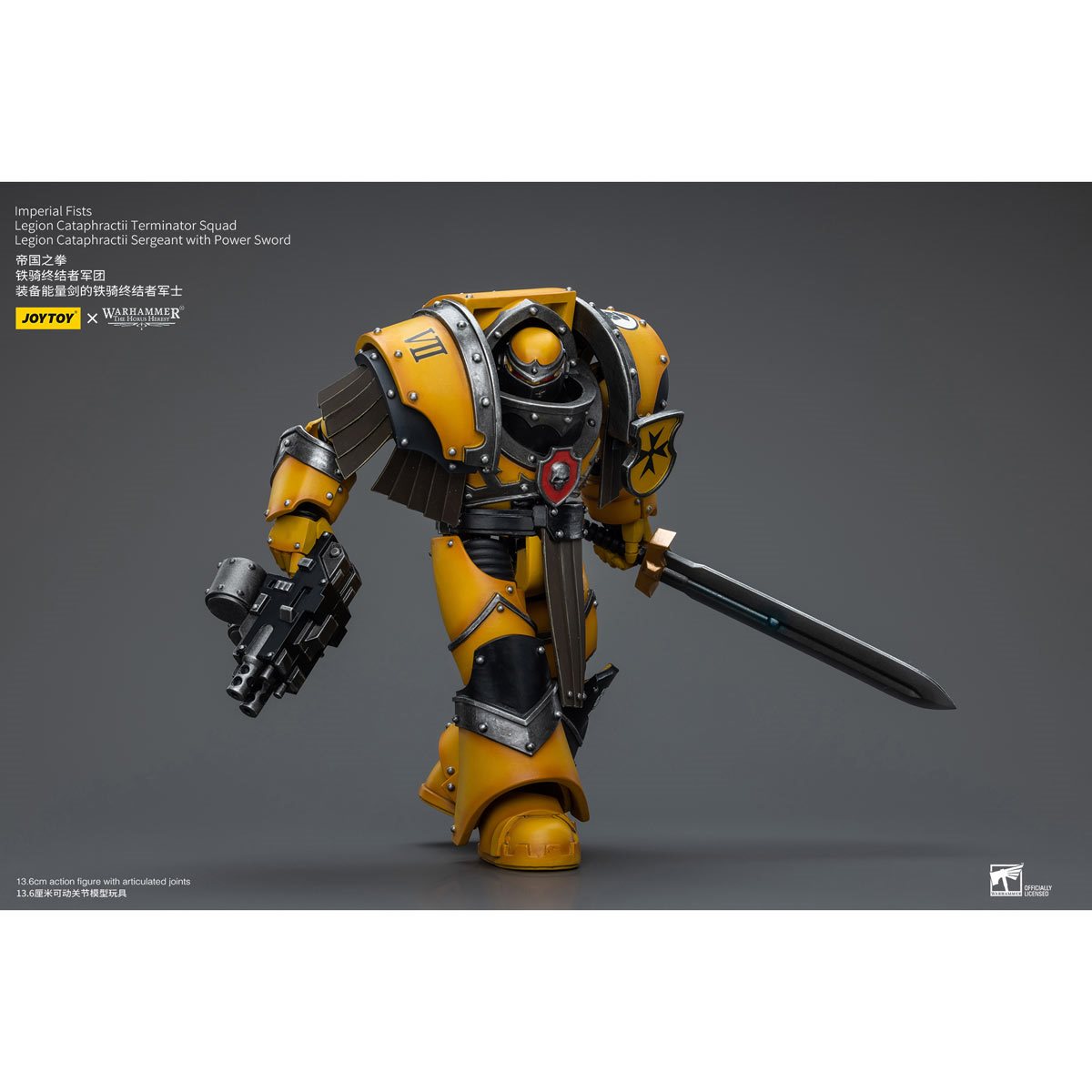 Joy Toy Warhammer 40,000 Imperial Fists Cataphractii Terminator Sergeant with Power Sword 1:18 Scale Action Figure