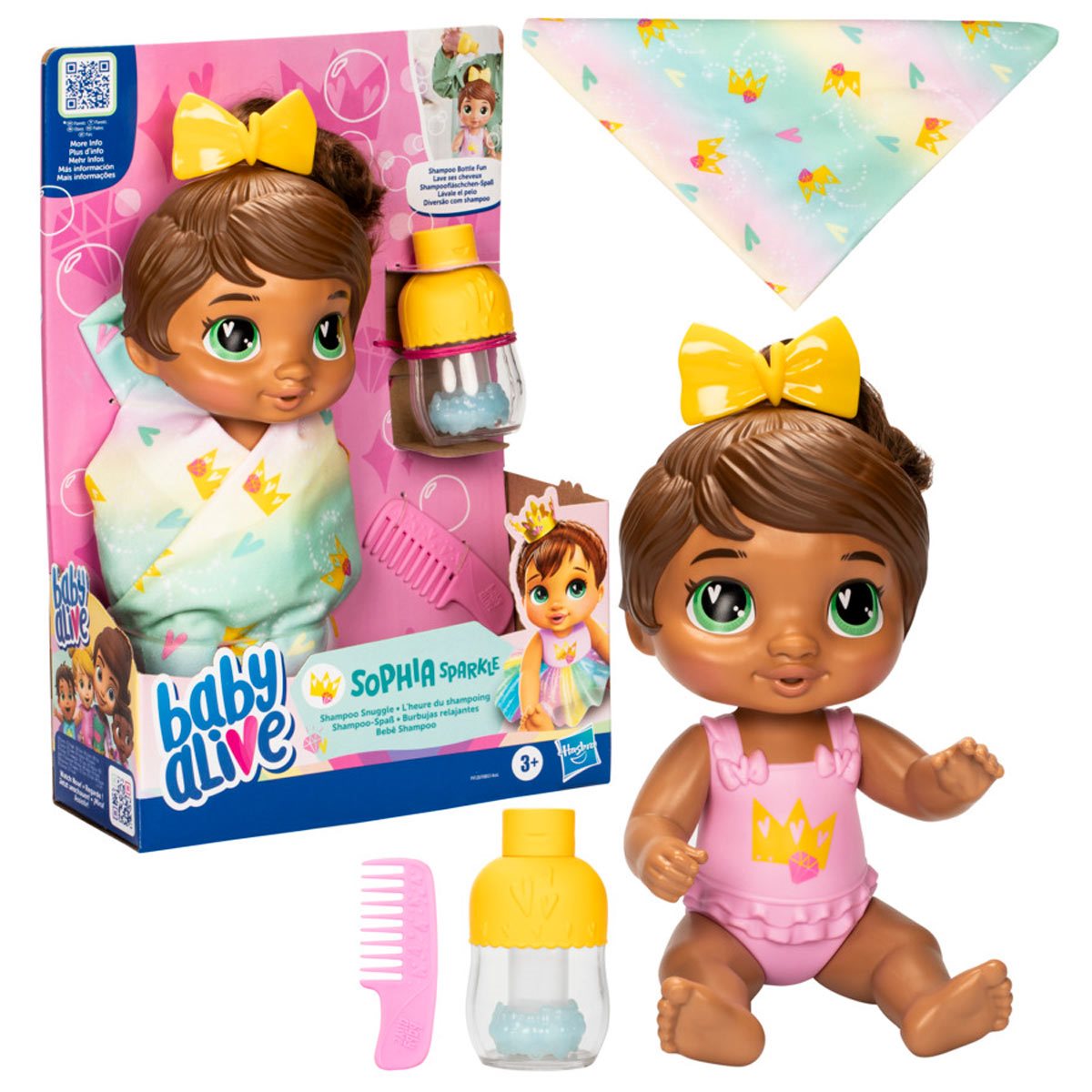 Baby Alive Shampoo Snuggle Sophia Sparkle Brown Hair 11-Inch Doll