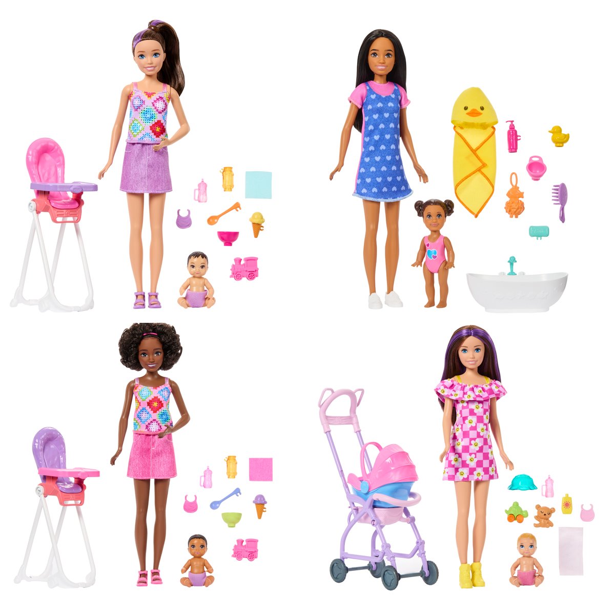 Barbie Family & Friends Playset and Doll Case of 3