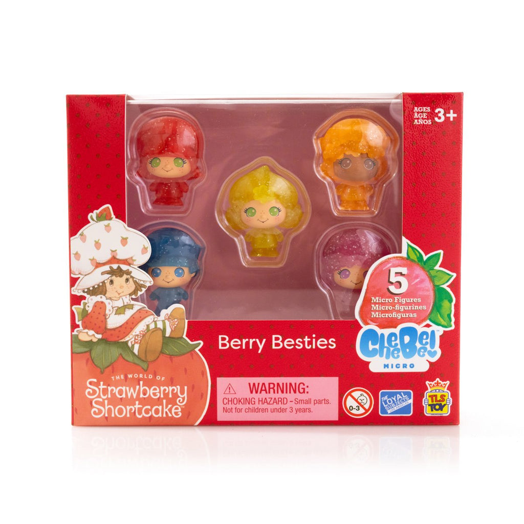 Strawberry Shortcake CheeBee Berry Besties Glitter 1 1/2-Inch Mini-Figure 5-Pack Collector Set
