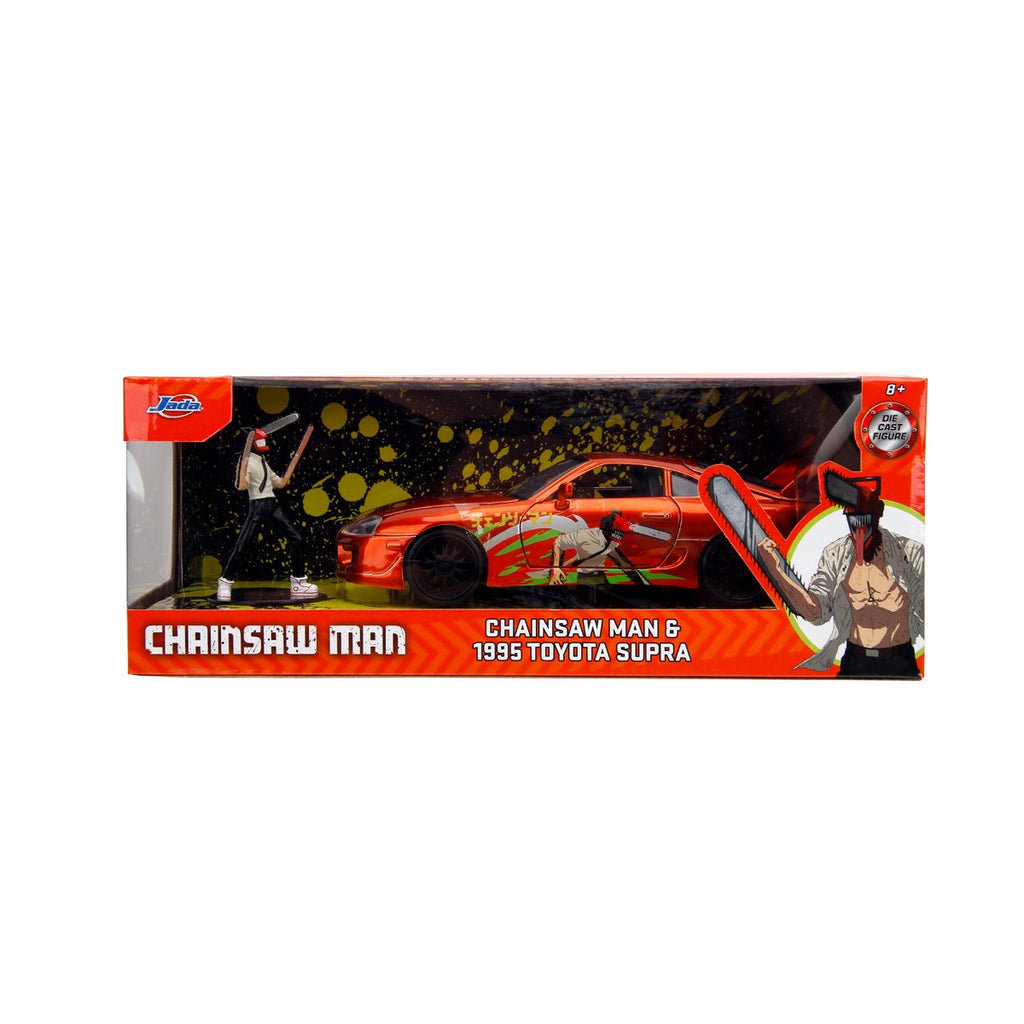 Hollywood Rides Chainsaw Man 1995 Toyota Supra 1:24 Scale Die-Cast Metal Vehicle with Chainsaw Man Figure