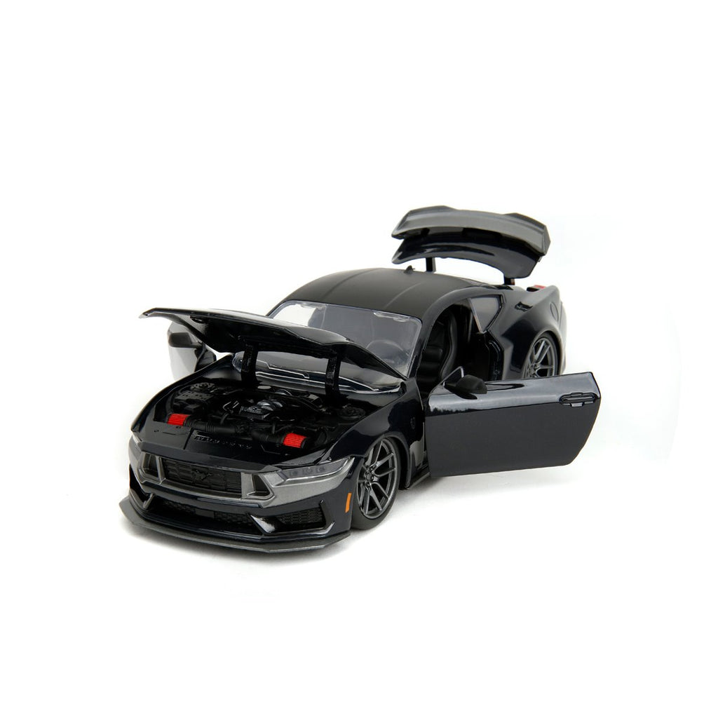 Bigtime Muscle 2024 Glossy Black Ford Mustang Dark Horse 1:24 Scale Die-Cast Metal Vehicle