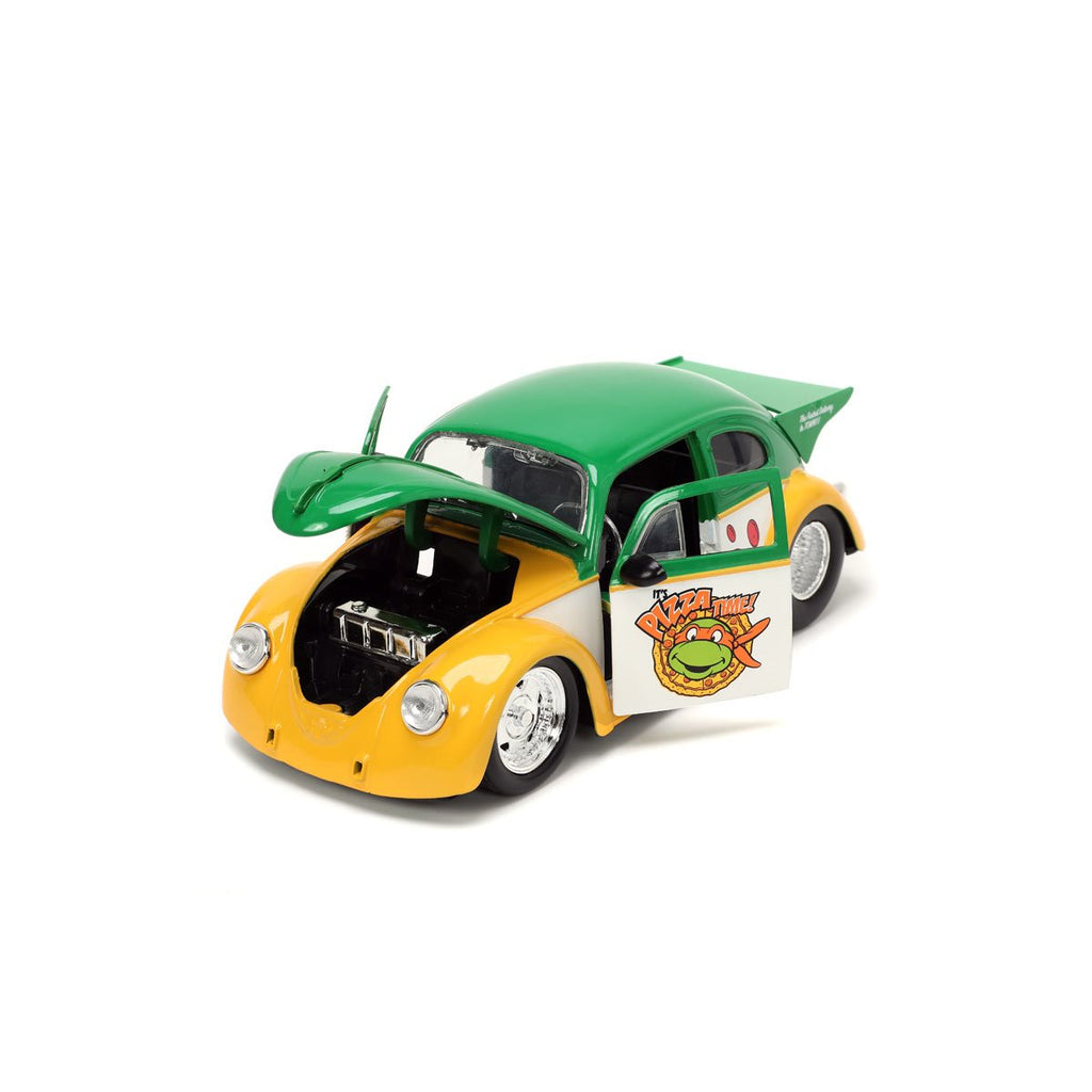 Teenage Mutant Ninja Turtles Volkswagen Beetle 1:24 Scale Die-Cast Metal Vehicle with Michelangelo Figure