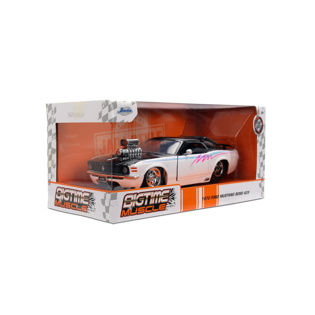 Bigtime Muscle 1970 Ford Mustang Boss 429 Glossy White 1:24 Scale Die-Cast Metal Vehicle