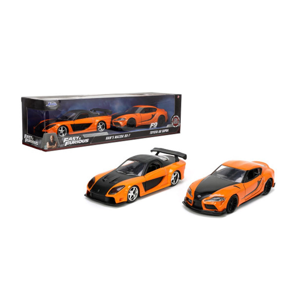 Fast and the Furious 9 Han's Mazda RX-7 and 2020 Toyota GR Supra 1:32 Scale Die-Cast Metal Vehicle 2-Pack