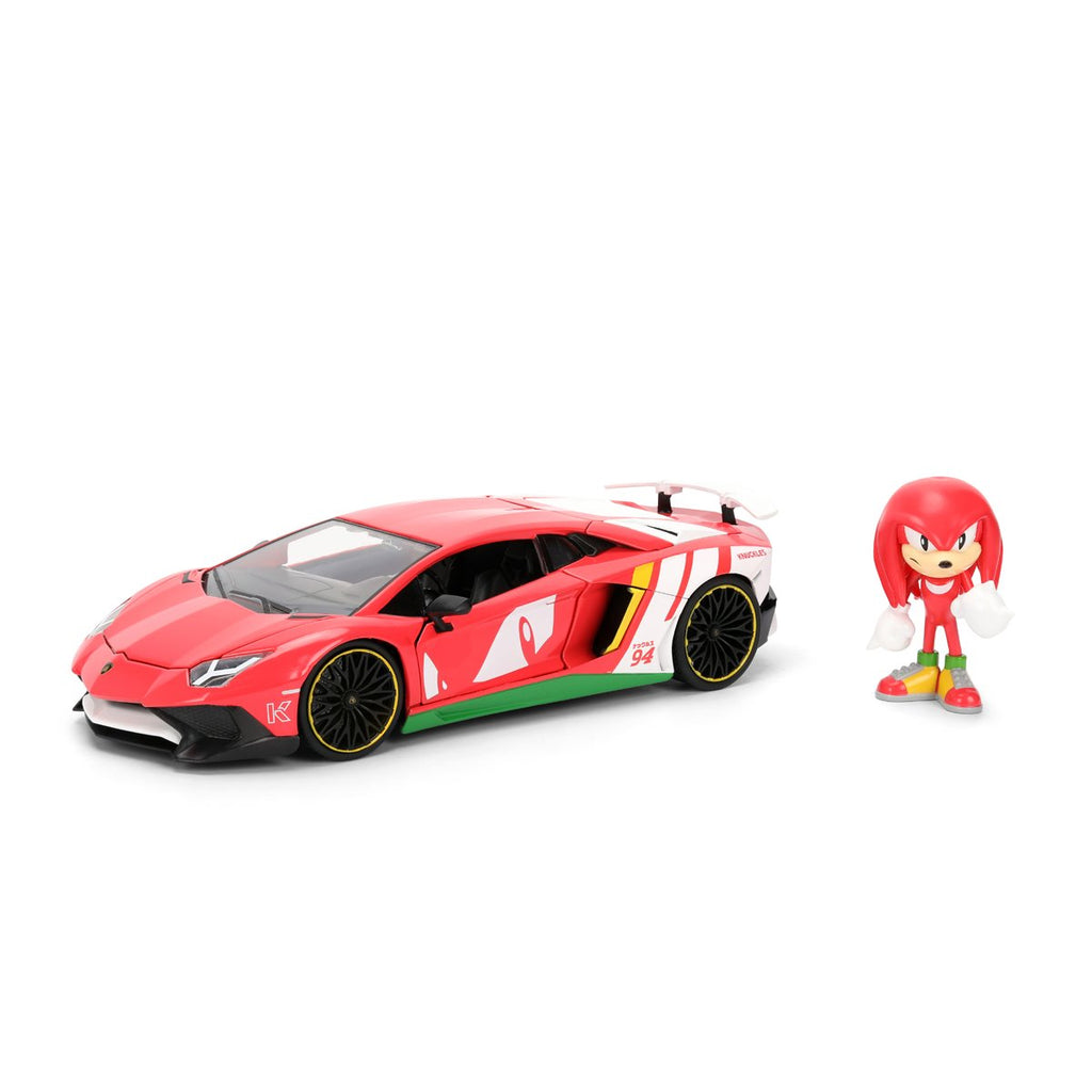 Hollywood Rides Sonic the Hedgehog Classic Lamborghini Aventador SV 1:24 Scale Die-Cast Metal Vehicle & Knuckles Figure