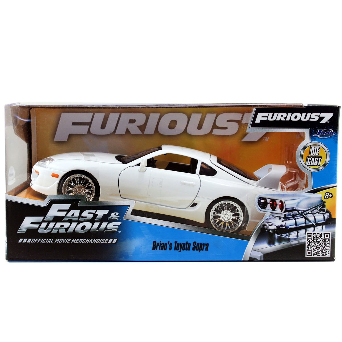 Fast and Furious Brian's White Toyota Supra 1:24 Scale Die-Cast Metal Vehicle