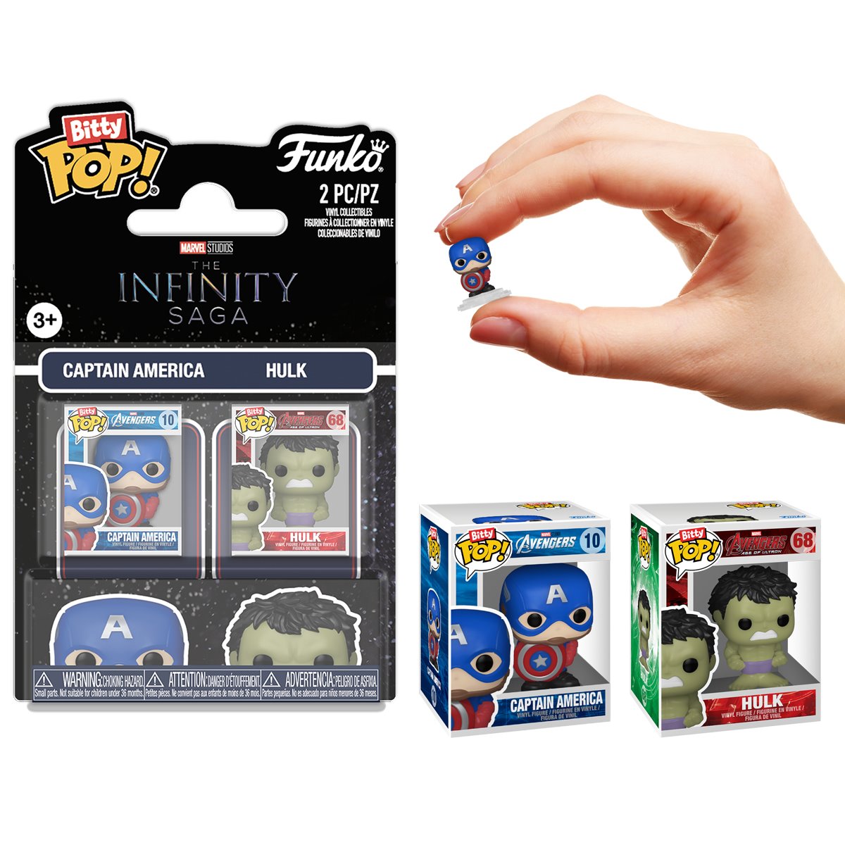 The Avengers The Infinity Saga Captain America and Hulk Funko Bitty Pop! Mini-Figure 2-Pack