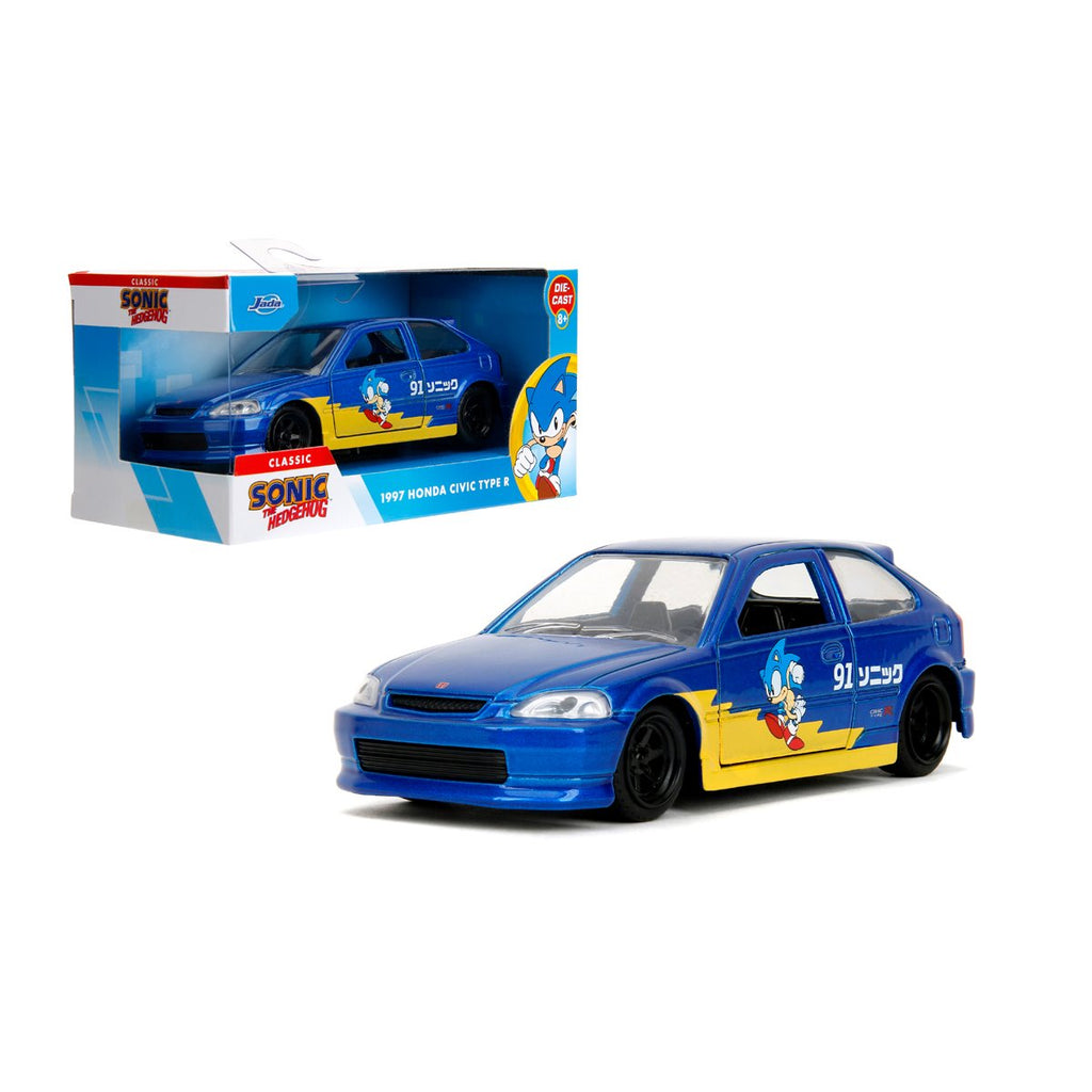 Hollywood Rides Sonic the Hedgehog Classic 1997 Honda Civic Type R 1:32 Scale Die-Cast Metal Vehicle