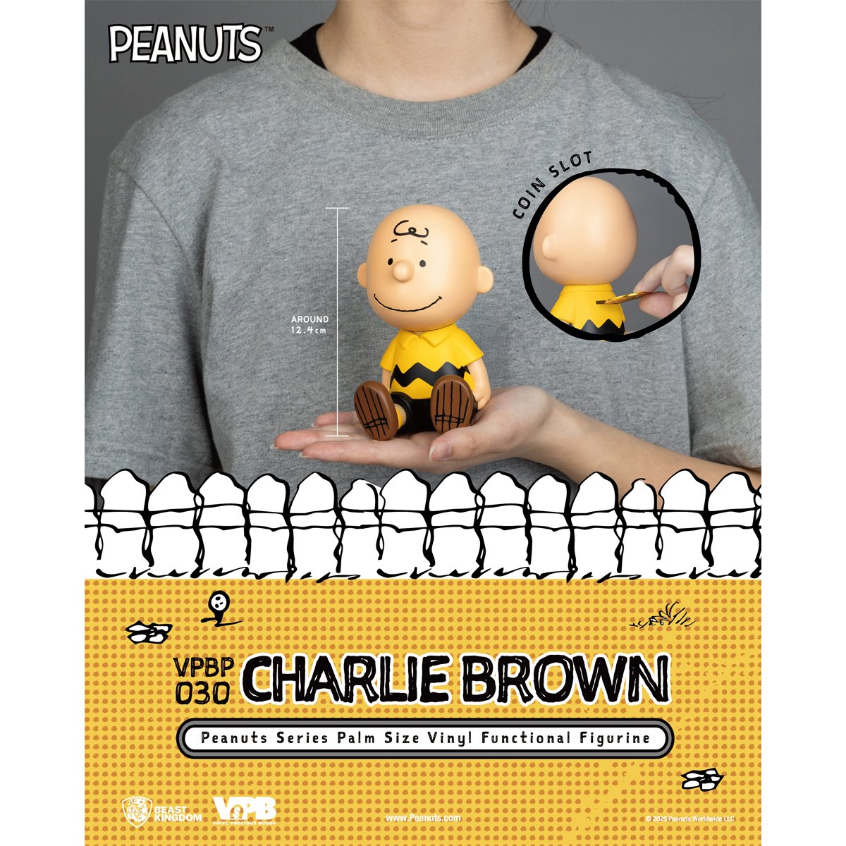 Peanuts Charlie Brown VPBP-030 Peanuts Series Palm Size Vinyl Functional Piggy Bank