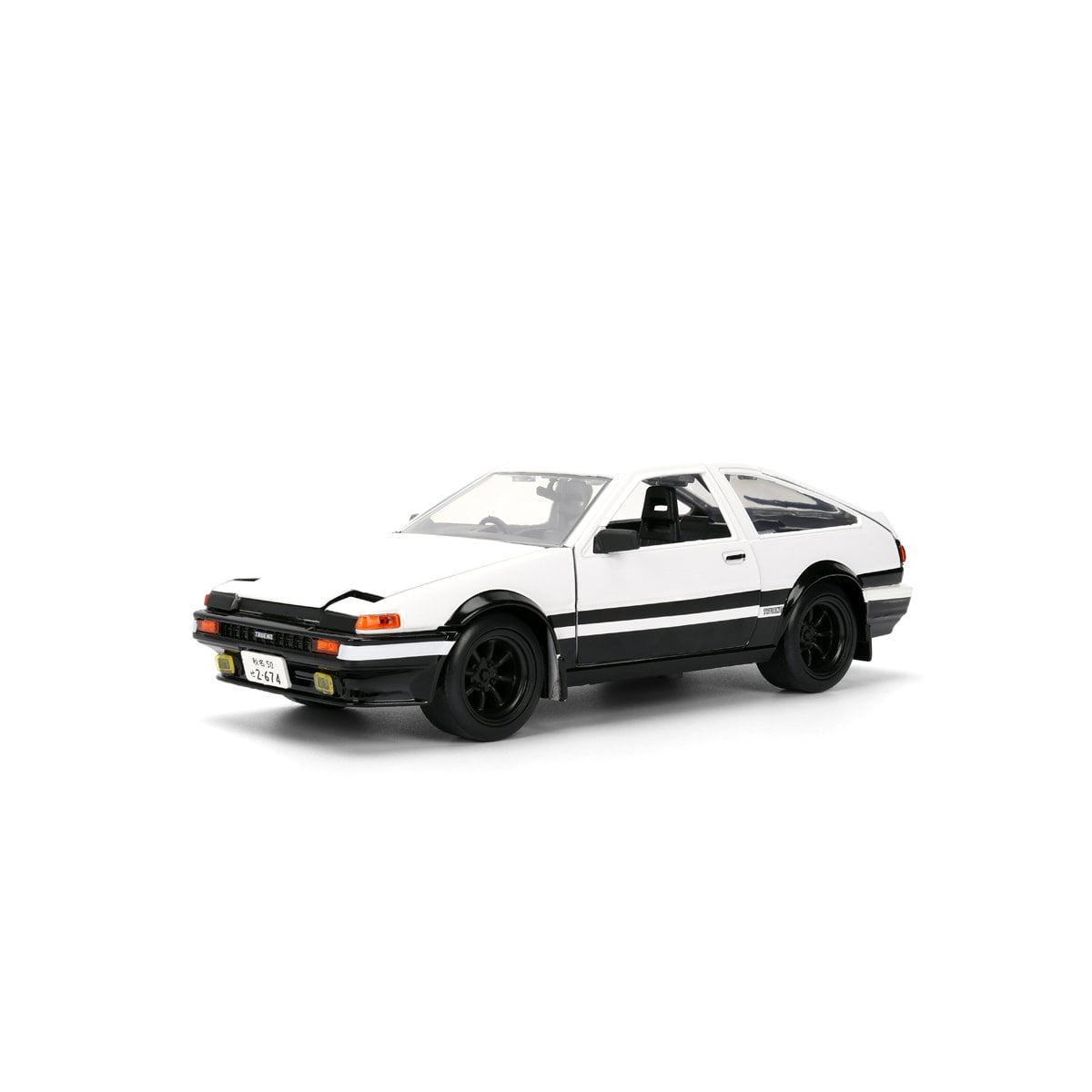Hollywood Rides Initial D 1986 Toyota Trueno AE86 1:24 Scale Die-Cast Metal Vehicle with Takumi Figure