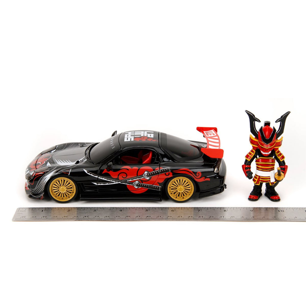 Hollywood Rides Lab Monkeys 1993 Mazda RX7 1:24 Scale Die-Cast Metal Vehicle with Saru Figure