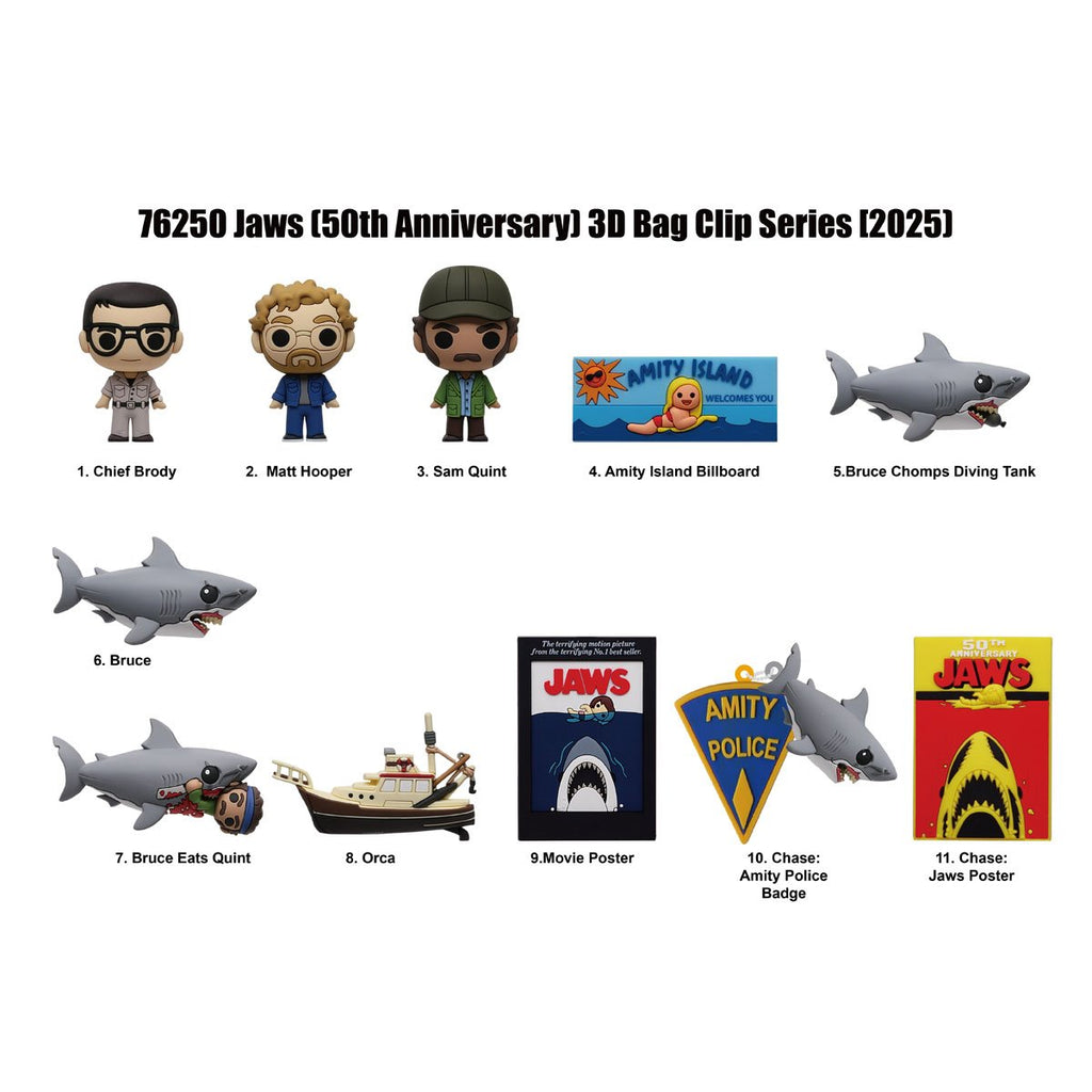 Jaws 50th Anniversary 3D Foam Bag Clip Display Case of 24