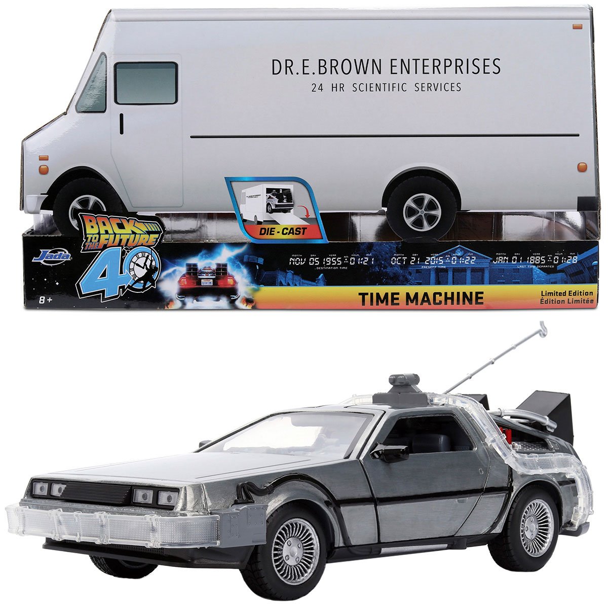 Hollywood Rides Back to the Future Time Machine 40th Anniversary 1:24 Scale Die-Cast Metal Vehicle